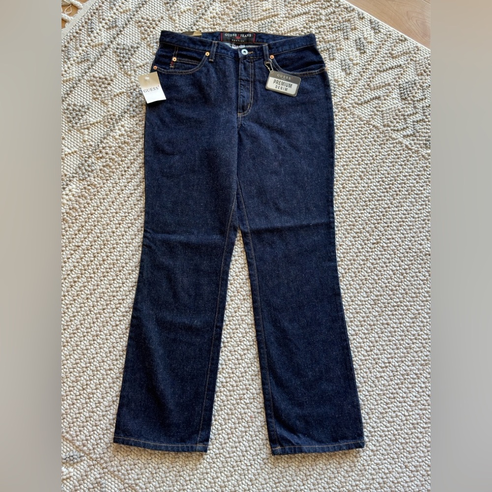 Guess Deadstock Retro Streetwear Dark Bootcut Denim Jeans Size 32 NWT